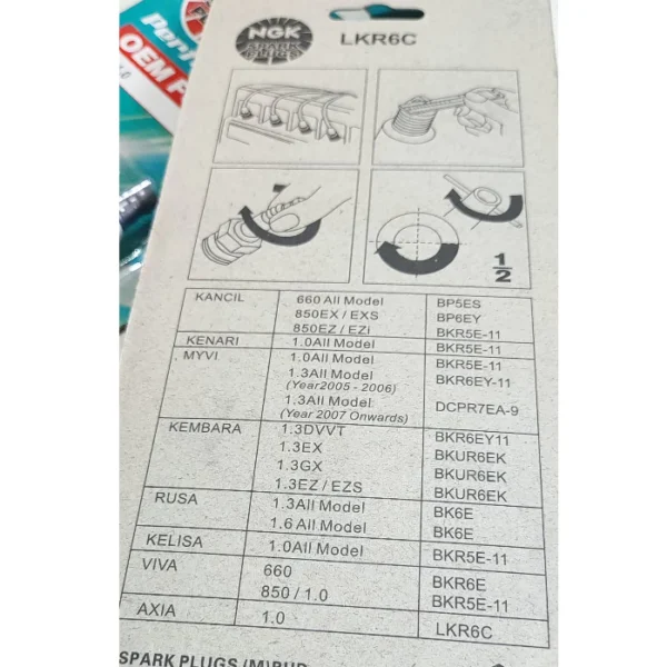 PERODUA NGK GENUINE SPARK PLUG AXIA 1 0  BEZZA 1 0  LKR6C
