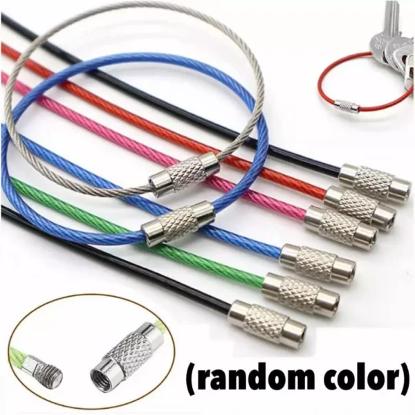 Colorful Keychain Stainless Steel Car Key Holder Carabiner Key Wire Keyrings Cable Rope Kereta