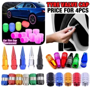 4Pcs Car Motor Tayar Valve Cap Nut Kereta Basikal Metal Besi Tire Tyre Valve Glow Color Accessories