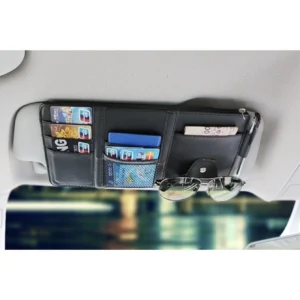 Car Sun Visor PU Leather Pocket Pouch Storage Bag Sunglass Card Holder Kereta Organizer