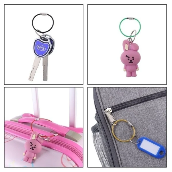 Colorful Keychain Stainless Steel Car Key Holder Carabiner Key Wire Keyrings Cable Rope Kereta