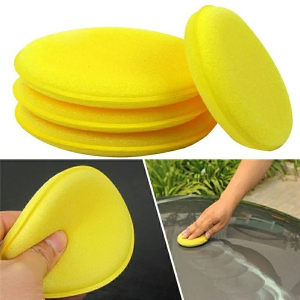 Mini Soft Polish Sponge Car Wax Wash Pad Mat Foam Sponge Span Bulat Yellow Round