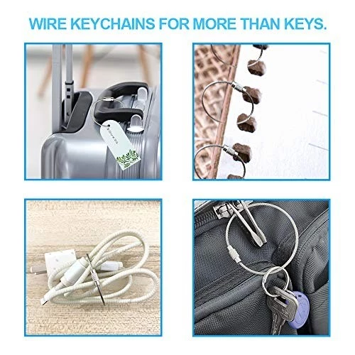 Colorful Keychain Stainless Steel Car Key Holder Carabiner Key Wire Keyrings Cable Rope Kereta