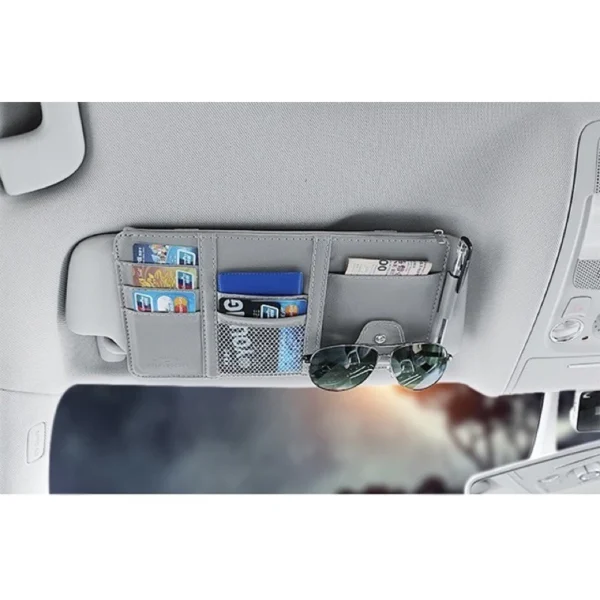 Car Sun Visor PU Leather Pocket Pouch Storage Bag Sunglass Card Holder Kereta Organizer