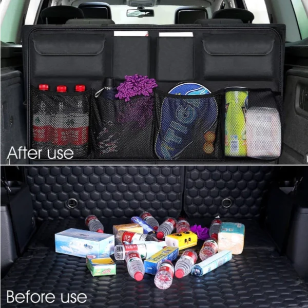 Trunk Storage Organizer Holder Car Rear Seat Boot Store Box Bag Cover Mesh Net MPV SUV Accessories
