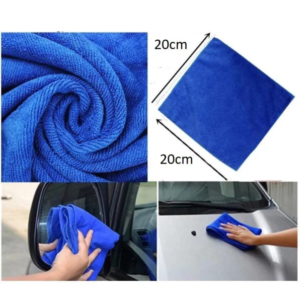 20 20cm Microfiber Cloth Car Wash Washing Soft Cleaning Cloth Kain Tuala Blue Towel Biru