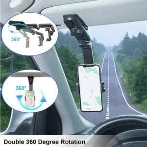Sun Visor Back Mirror Phone Holder Car Rear View Mirror Mount 360  Rotation Adjustable Phone Bracket